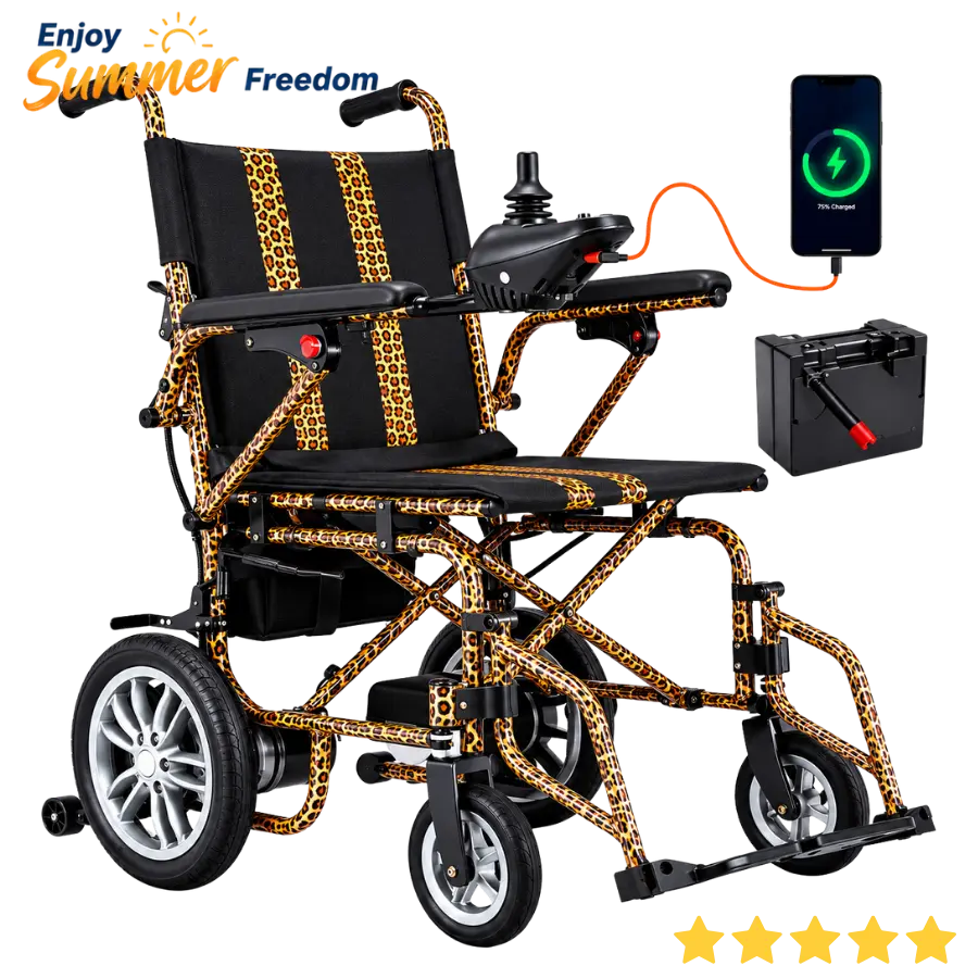 Electric Wheelchair for Adults, 360W Dual Motor with 15-Mile Range