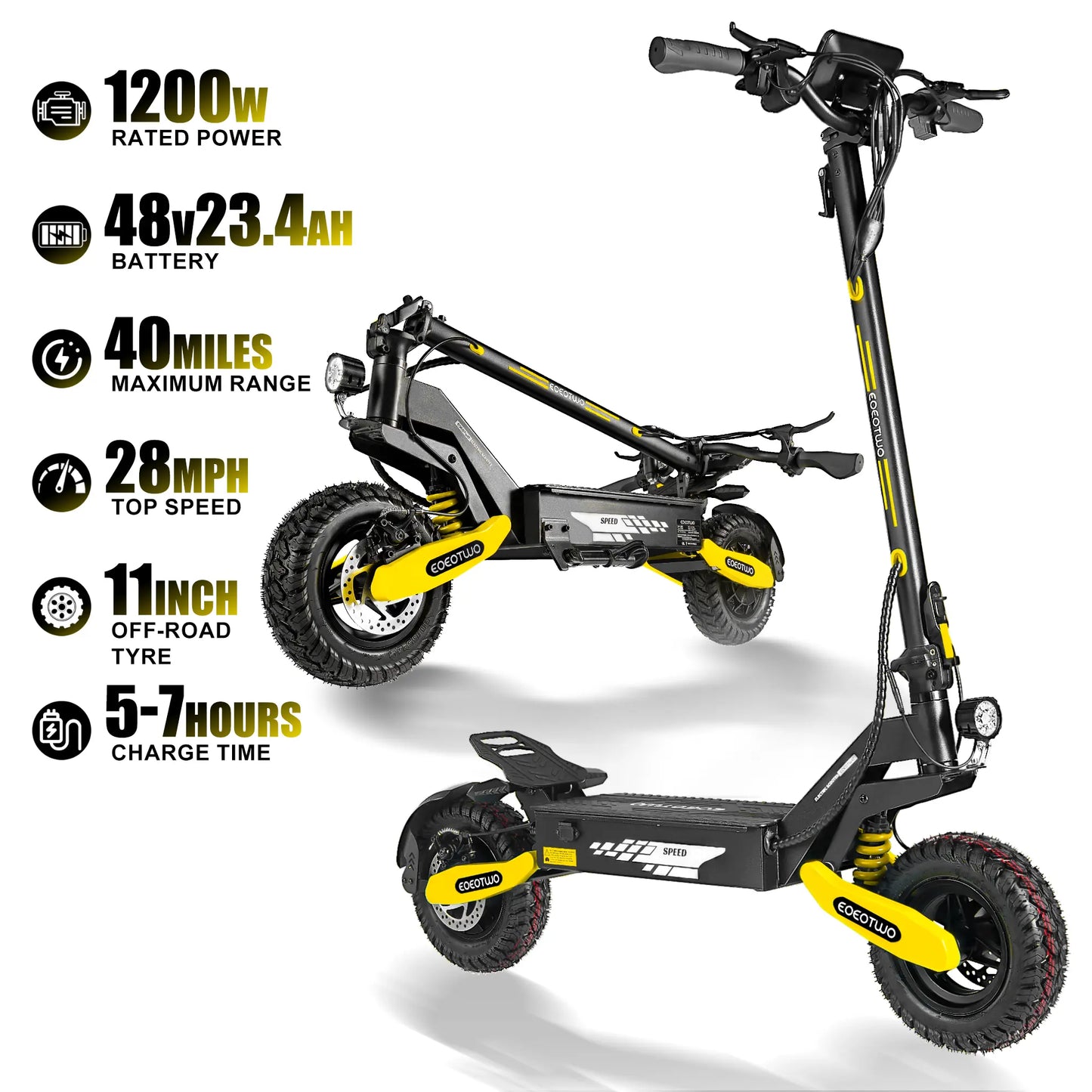 48V-23.4AH | 1200W Long Range Adult Electric Scooter