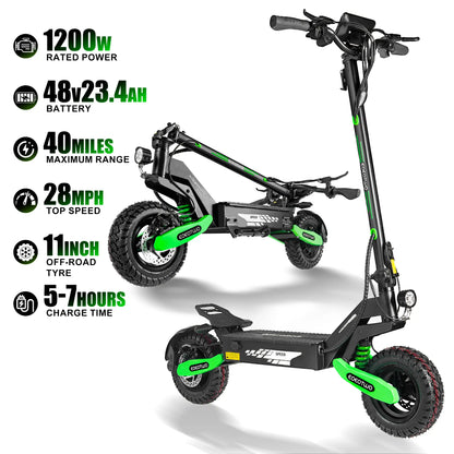 48V-23.4AH | 1200W Long Range Adult Electric Scooter
