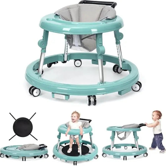 Foldable baby walker with wheels: portable, anti-rollover, and anti-fall design
