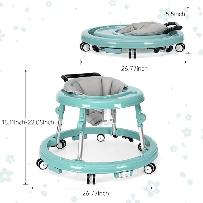 Foldable baby walker with wheels: portable, anti-rollover, and anti-fall design