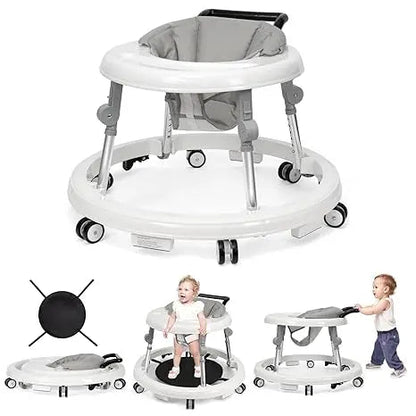 Foldable baby walker with wheels: portable, anti-rollover, and anti-fall design