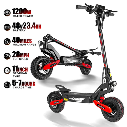48V-23.4AH | 1200W Long Range Adult Electric Scooter