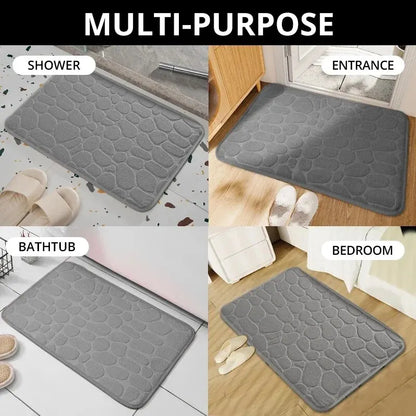 Embossed Microfiber Anti Slip Pebble Bath Mat