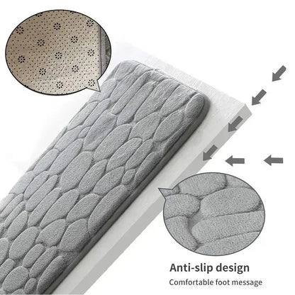 Embossed Microfiber Anti Slip Pebble Bath Mat
